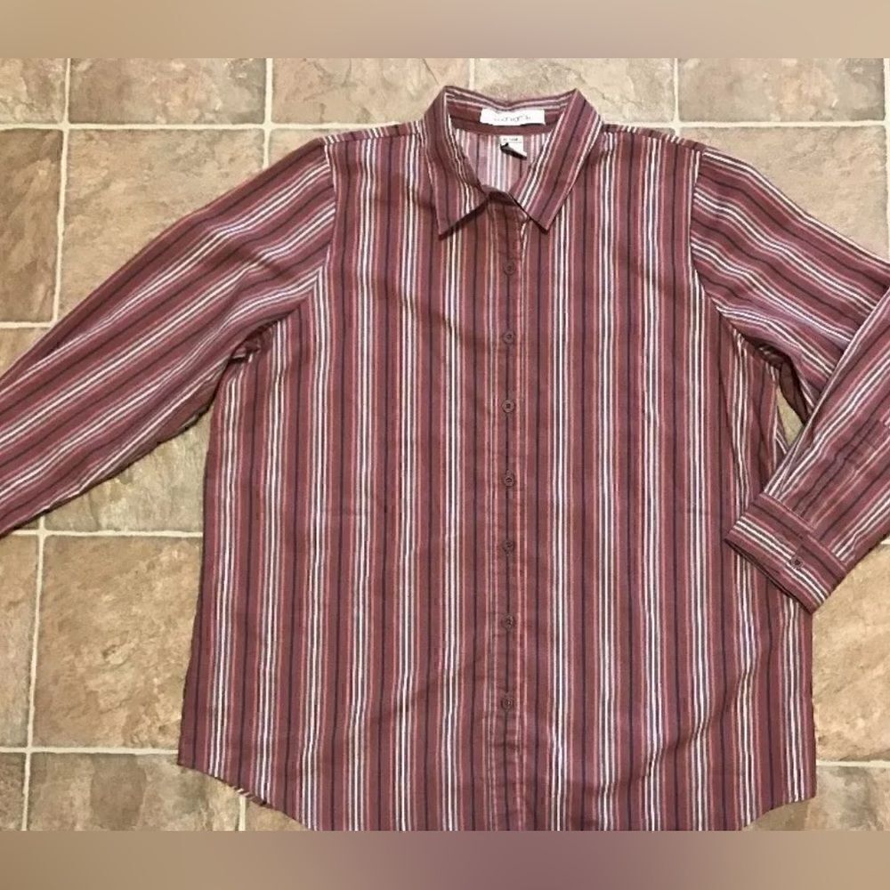 ROAMAN'S Womens Long Sleeve Button Down Top Shirt Blouse- Size Large